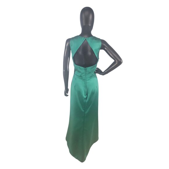 NWOT Emerald Satin V-Neck Fit/Flare Formal Dress - Da Vinci - Picture 5 of 9